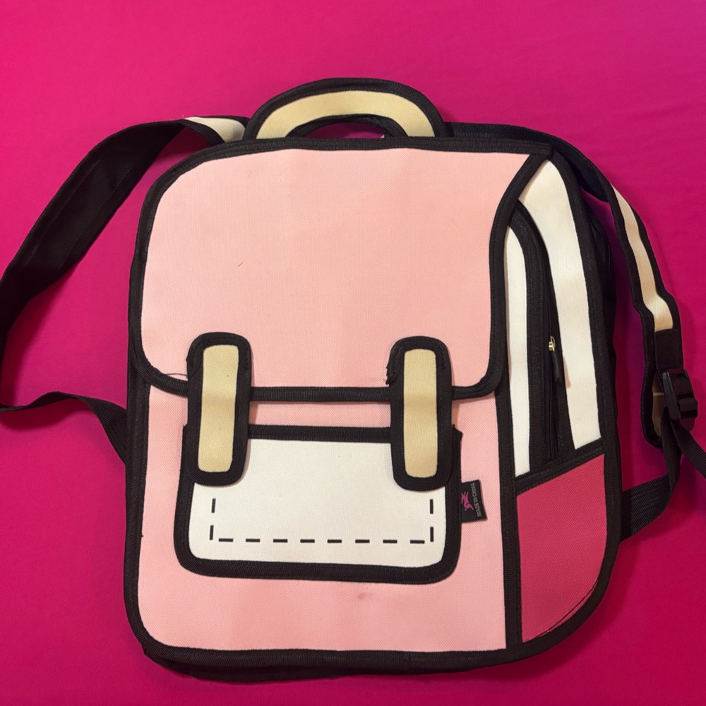 Pink and Cream Cartoon Style Backpack